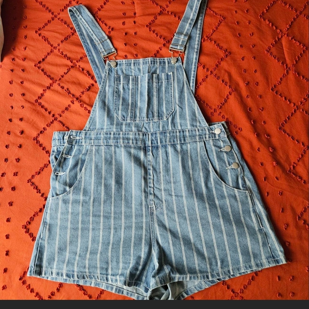 Striped Denim Overalls